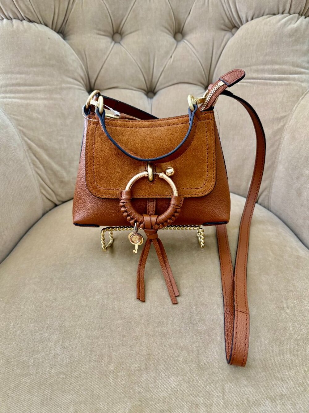 NEW Auth SEE By CHLOE Iconic JOAN MINI Pebbled Leather Crossbody Bag FABULOUS!